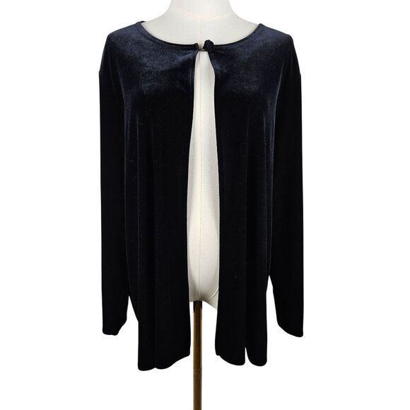 Saint Tropez Carole Little Black Velvet Cardigan 2X Button Closure Whimsigoth - Picture 1 of 9